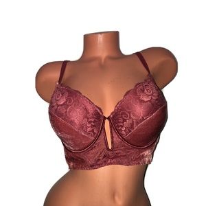 Long Lined Velvet Padded Bra